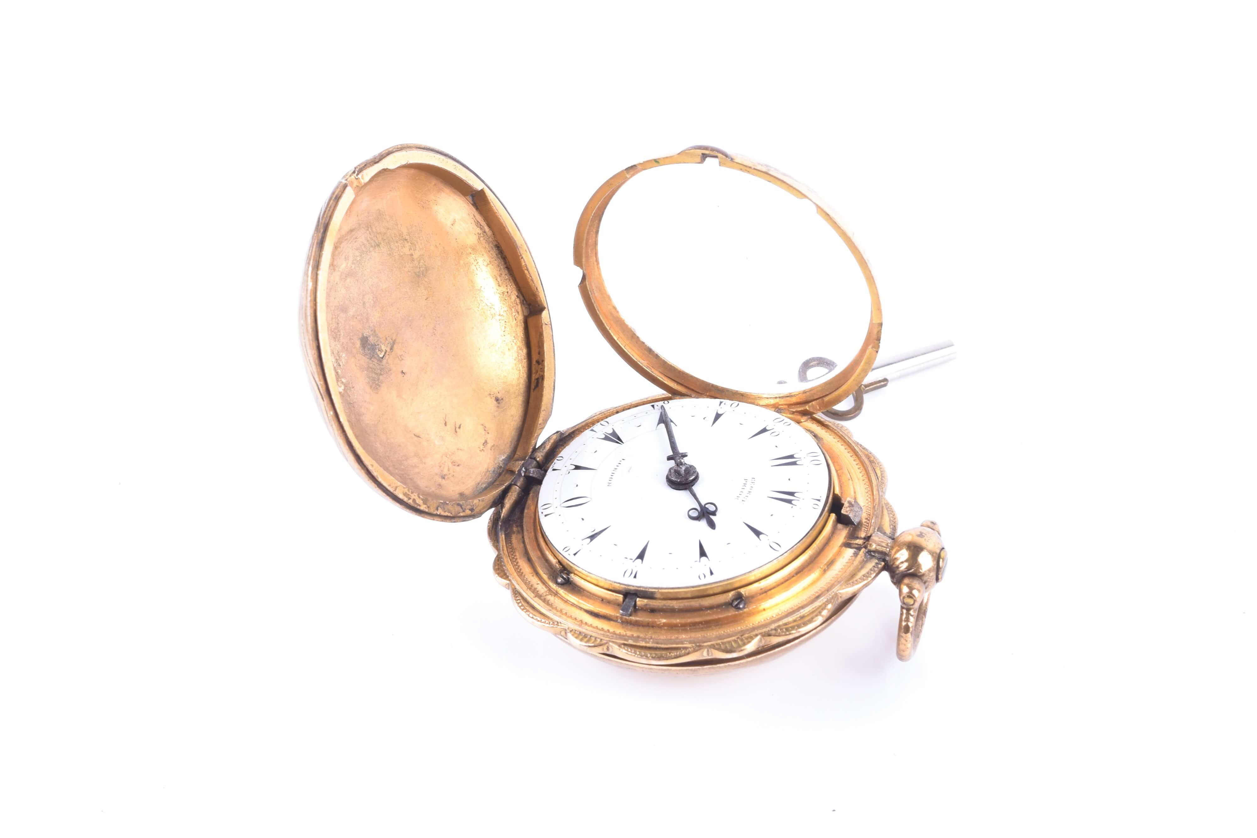 A Georgian gilt metal verge pocket watch by George Prior of London