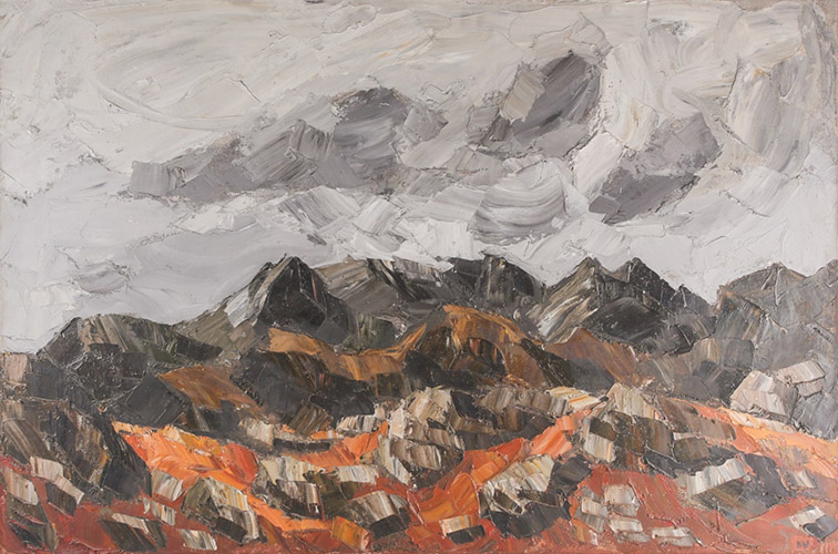 Sir Kyffin Williams Welsh Mountainous Landscape oil on canvas