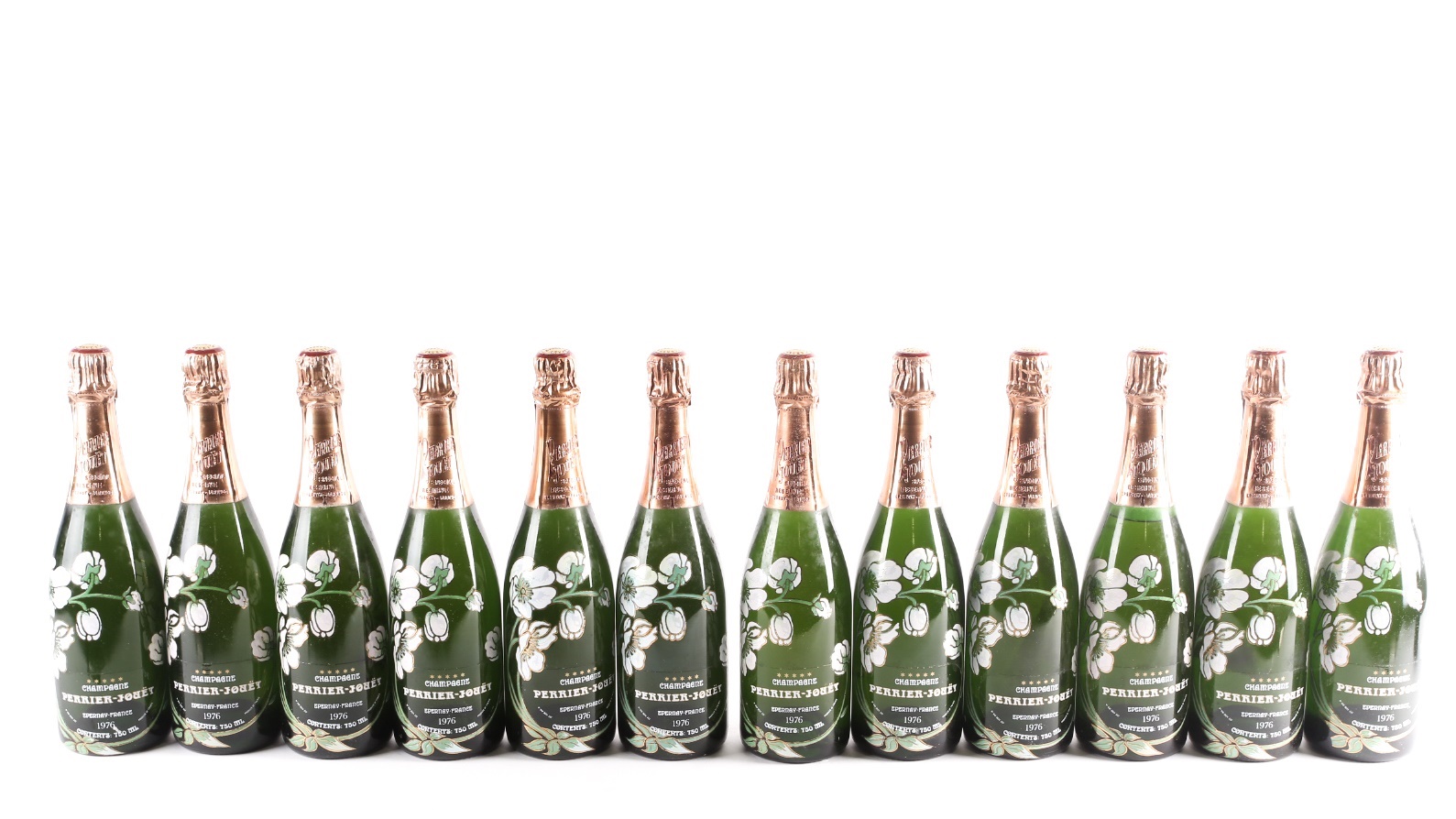 Twelve bottles of 1976 Perrier-Jouet Champagne
