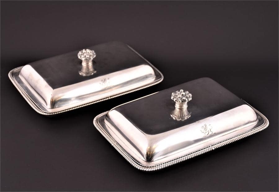 A fine pair of George III silver entrée dishes by Paul Storr