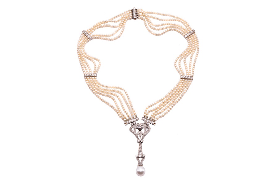 A Belle epoque cultured pearl necklace