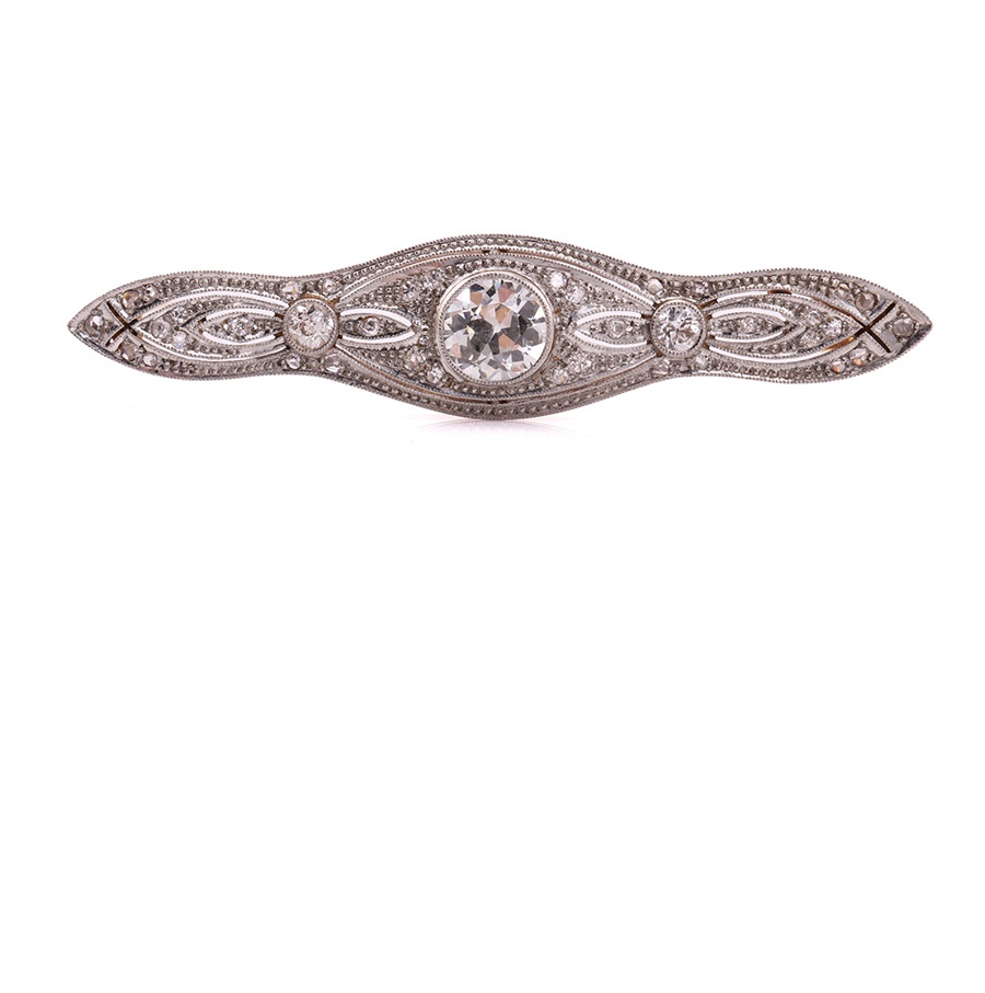 A Belle epoque diamond bar brooch