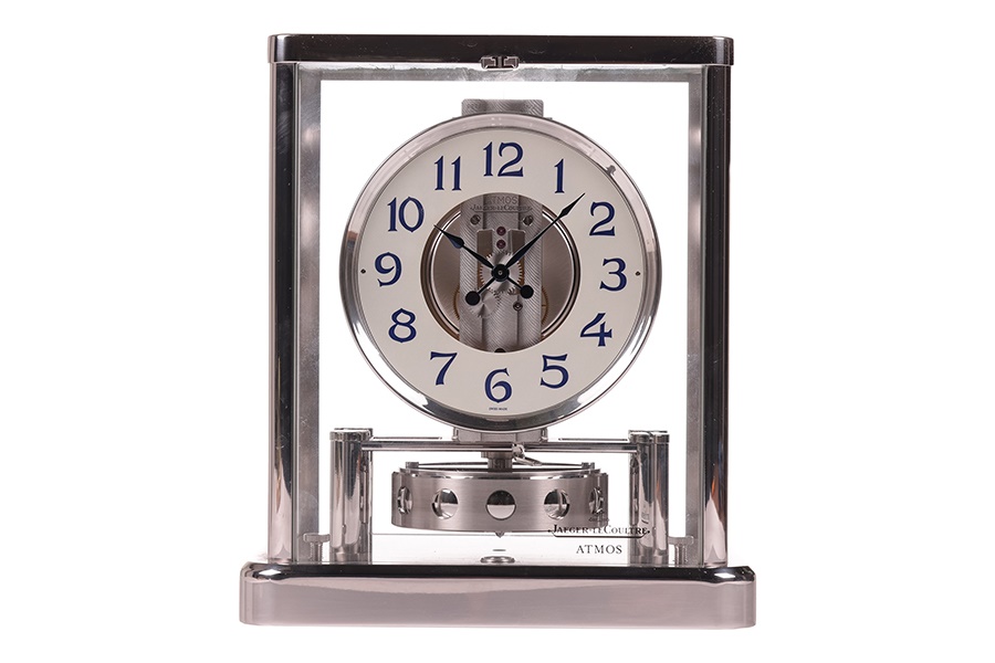 A Jaeger Le Coultre Rhodium plated Atmos Classique mantel clock