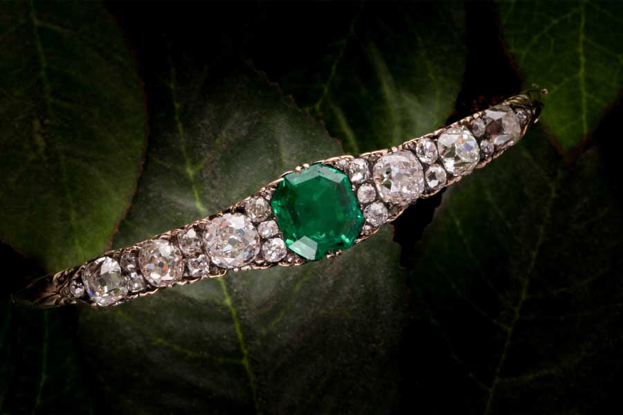 A Victorian Diamond and Emerald Bangle