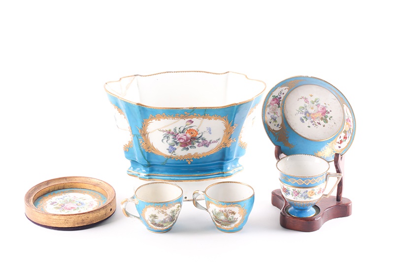 A collection of 18th century and later Sevres Bleu Celeste
