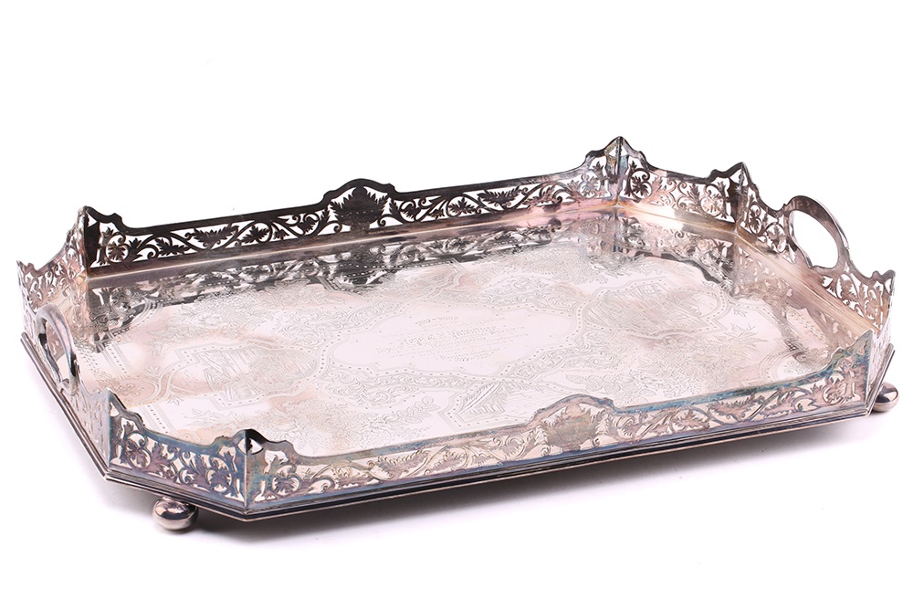 A large late Victorian silver tray