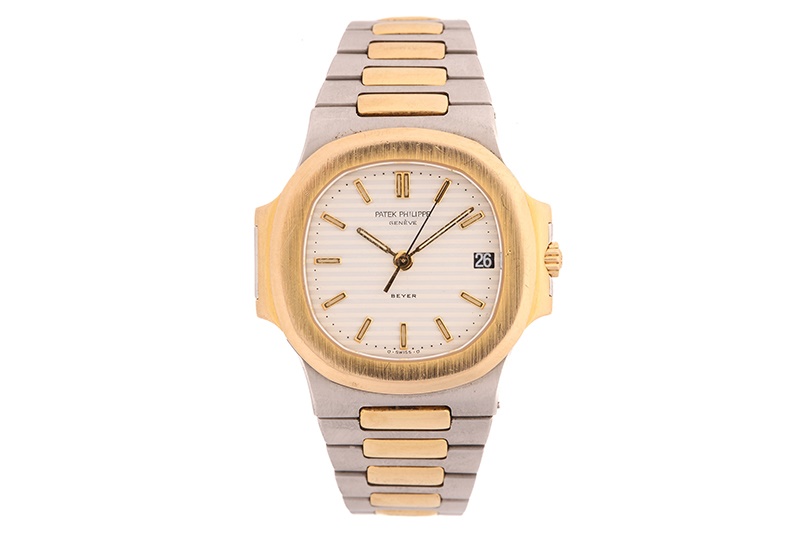 An elusive double-signed Beyer dial Patek Philippe Nautilus Automatic Steel & Gold midi-size Watch Ref: 3800 1JA