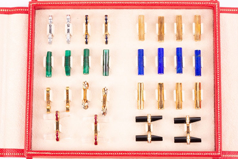 Cartier - interchangeable baton cufflinks set in 18ct gold