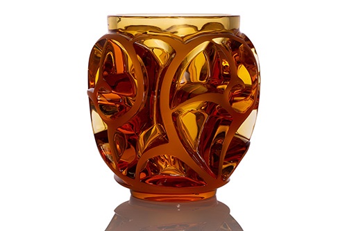 Lalique amber glass vase