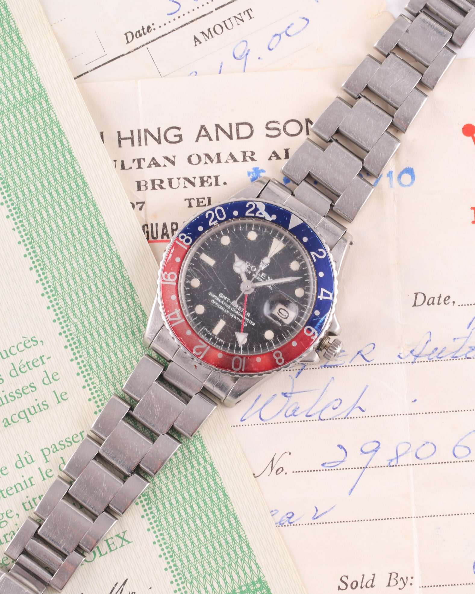 A 1972 Rolex GMT Master 'Pepsi' ref. 1675 stainless steel automatic wristwatch