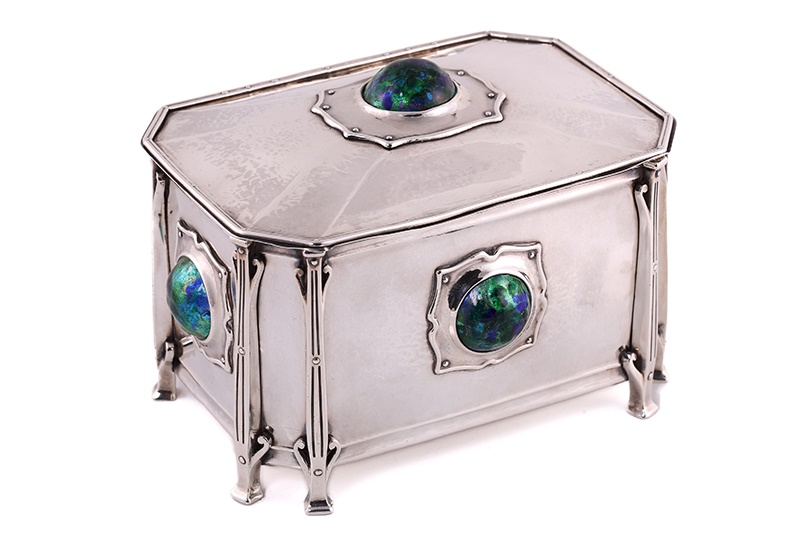a fine Arts & Crafts style silver table box / casket, circa 1900