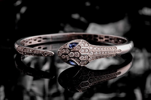 Bulgari 18 carat white gold sapphire and diamond Serpenti bracelet