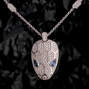 A Bulgari 18 carat white gold, sapphire and diamond Serpenti necklace