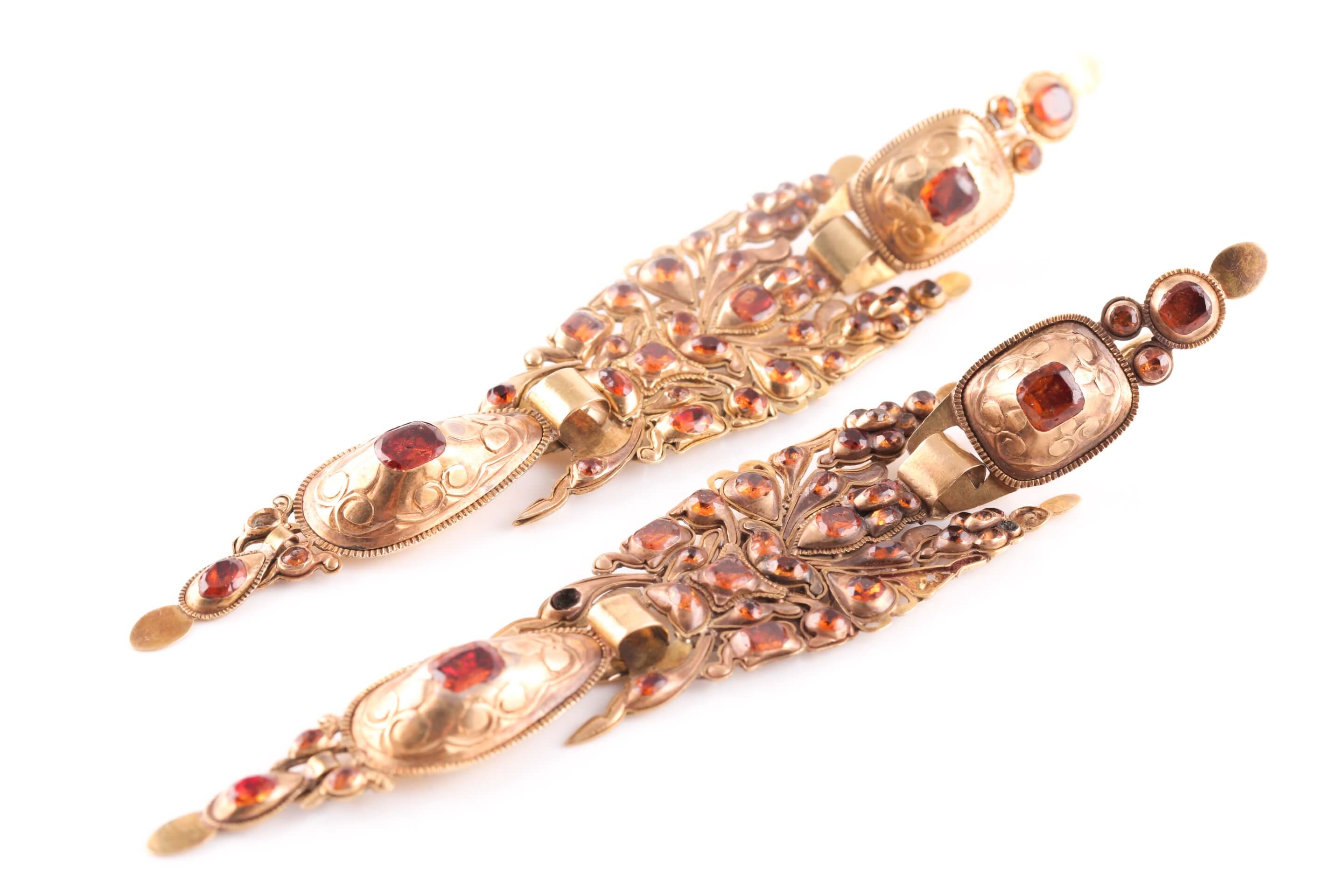 A pair of Spanish hessonite garnet earrings
