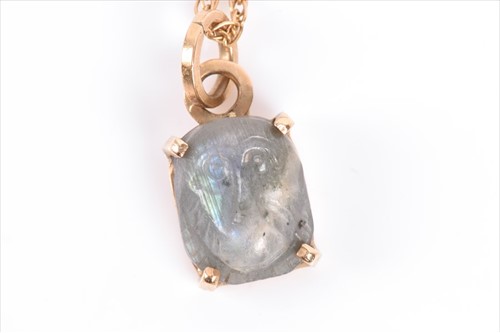 Lot 544 - A Victorian carved labradorite monkey's head...