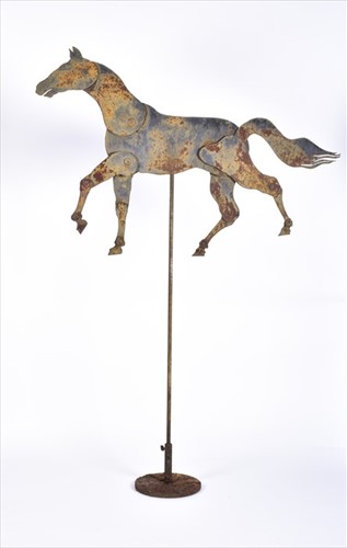 Lot 266 - A 19th century iron articulated horse on stand...