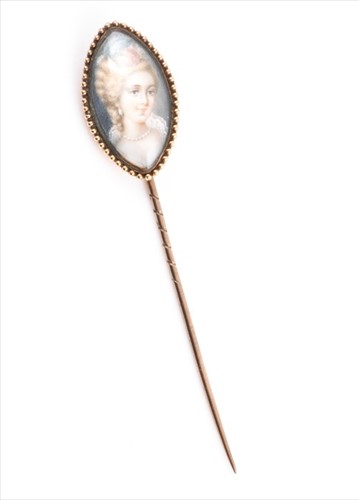 Lot 654 - An 18th / 19th century stick pinÂ  set with a...