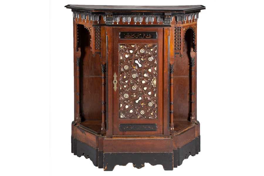 Lot 122 - A 20th century Moroccan hardwood cabinet the...