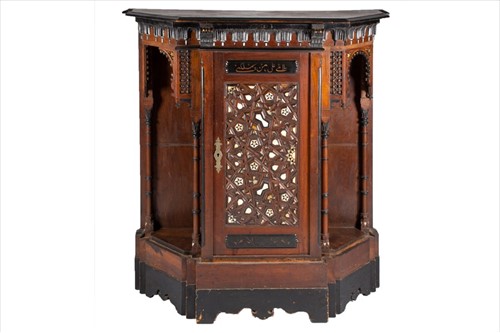 Lot 122 - A 20th century Moroccan hardwood cabinet the...