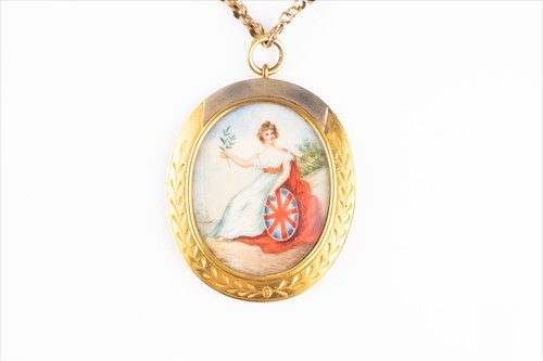 Lot 511 - A 19th century portrait miniature of Britannia...