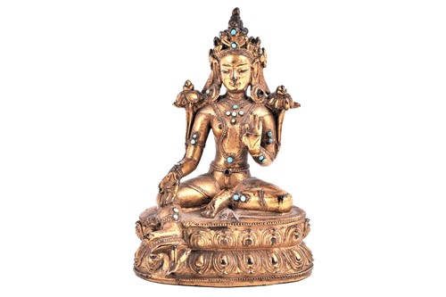 Lot 220 - A fine Tibetan gilt metal figure of Tara,...