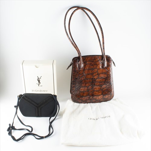 Lot 182 - Giorgio Armani. A brown leather mock crocodile...