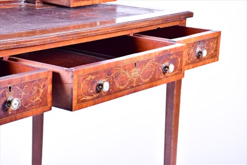 Lot 1 - An Edwardian mahogany inlaid writing desk by...