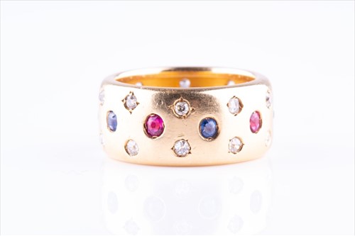 Lot 593 - An 18ct yellow gold eternity ring scatter-set...