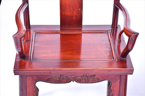 Lot 45 - A pair of 20th century Chinese hardwood chairs...