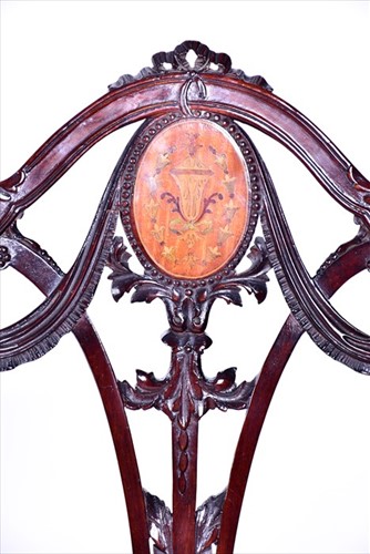 Lot 46 - A set of four Edwardian mahogany dining chairs...