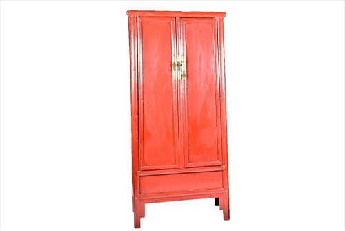 Lot 202 - A Chinese red lacquer cabinetÂ  with two...