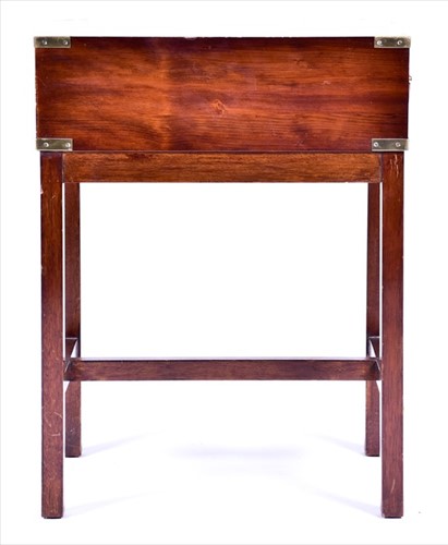 Lot 22 - A 20th century yew wood veneered campaign...