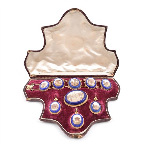 Lot 543 - A 19th century yellow gold and micro mosaic...