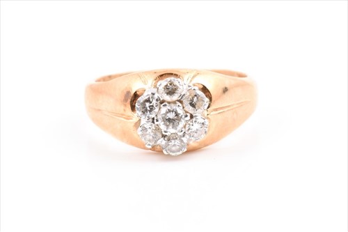 Lot 493 - A yellow metal and diamond ring the tapered...