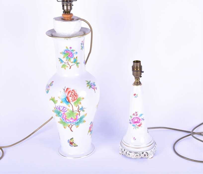 Lot 245 - A Herend porcelain table lamp decorated with...