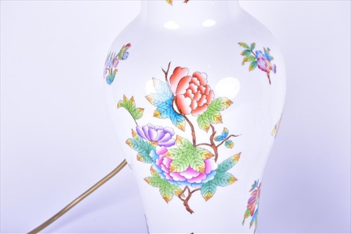 Lot 245 - A Herend porcelain table lamp decorated with...