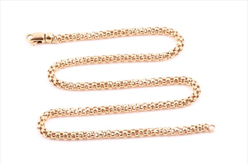 Lot 667 - An 18ct yellow gold necklace of hollow...