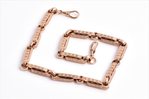 Lot 672 - A 9ct rose gold fancy-link necklace possibly...