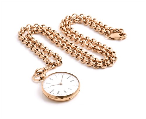 Lot 674 - A 9ct yellow gold curb-link watch chain...