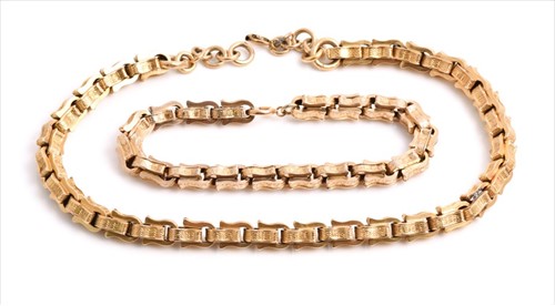Lot 584A - An unusual 19th century yellow metal necklace...