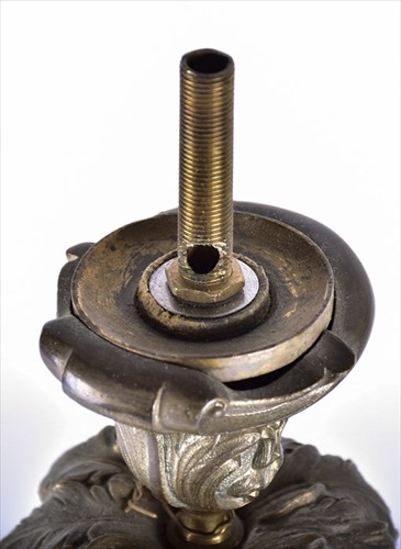 Lot 313 - A Victorian pair of brass and bronze stork...