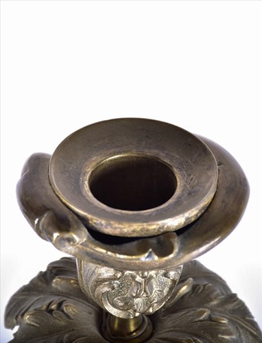 Lot 313 - A Victorian pair of brass and bronze stork...