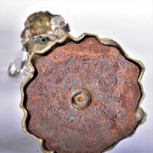 Lot 313 - A Victorian pair of brass and bronze stork...