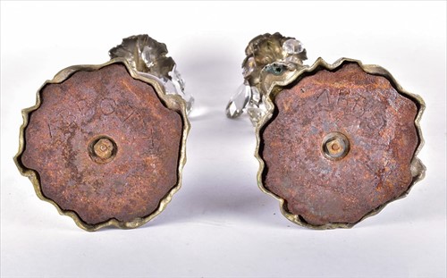 Lot 313 - A Victorian pair of brass and bronze stork...