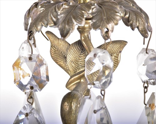 Lot 313 - A Victorian pair of brass and bronze stork...