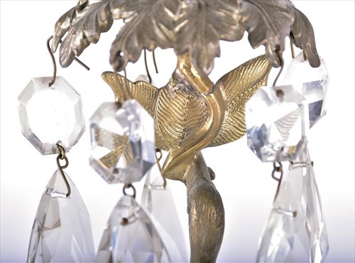 Lot 313 - A Victorian pair of brass and bronze stork...