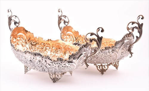 Lot 431 - A pair of large Continental silver baskets...