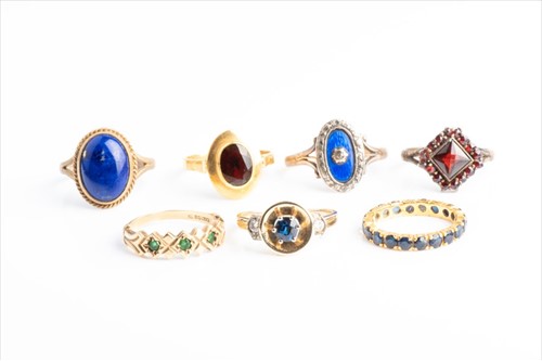 Lot 535 - A 19th century yellow metal, diamond, and blue...