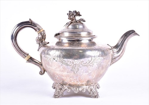 Lot 450 - A large Victorian silver teapot London 1851,...
