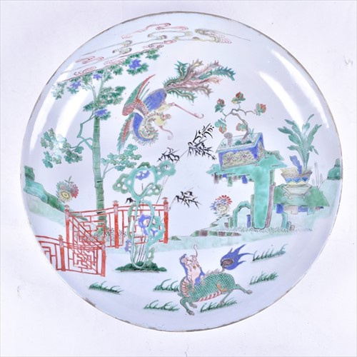 Lot 132 - A large Kangxi Famille verte porcelain...